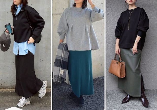 冬は「スウェット×スカート」で可愛く防寒♡手抜きに見せない！キレイめカジュアルコーデ5選