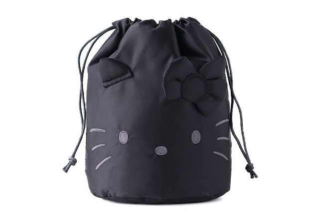 HELLO KITTY［ハローキティ］光沢感がシックなフェイス巾着ポーチ