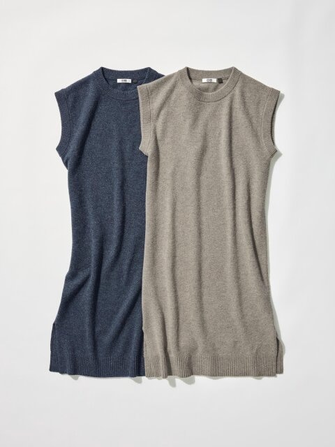 2025冬ユニクロ女性ノースリーブラムワンピース