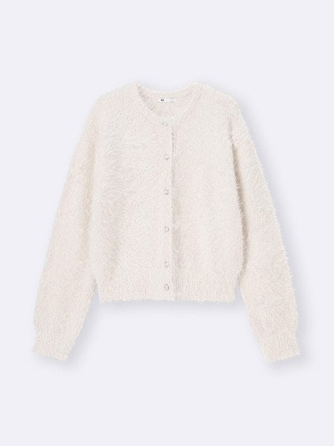 GUのシャイニークルーネックカーディガン