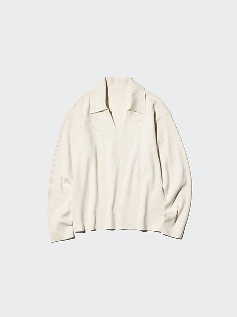 ユニクロのウォッシャブルニットリブポロセーター