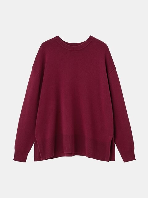 PLSTのウールミックススムースクルーネックセーター