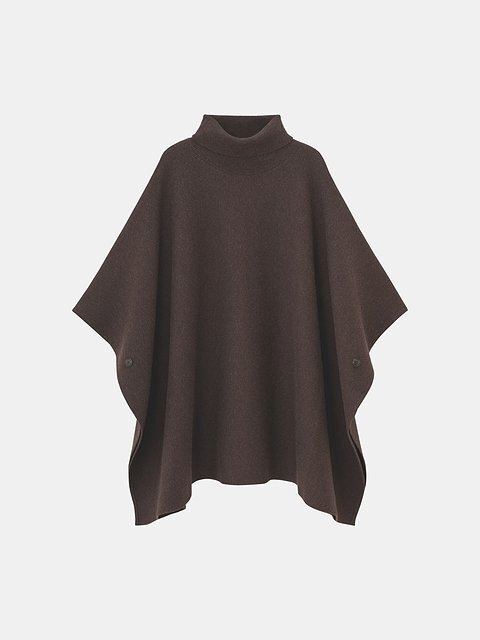 PLSTのウールコットンブレンドポンチョセーター