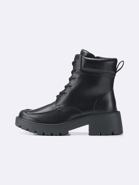2025冬gu女性黒ボリュームソールレースアップブーツ