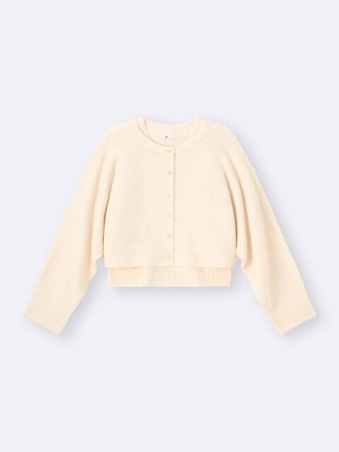 2025gu冬値下げ女性パフニット2ピースカーディガン