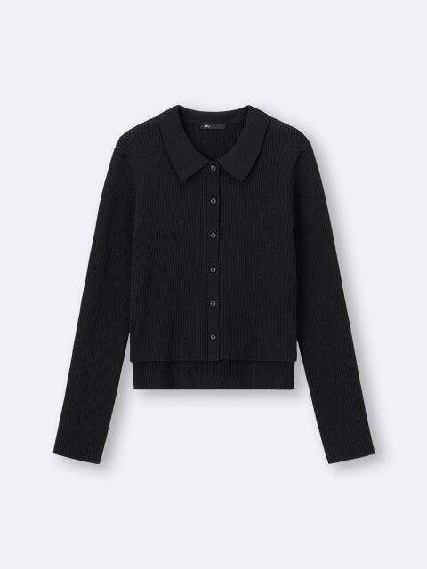 2025gu冬値下げ女性2ピースリブニットポロシャツ