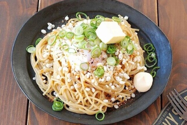 悪魔のレンジたぬきスパゲッティ