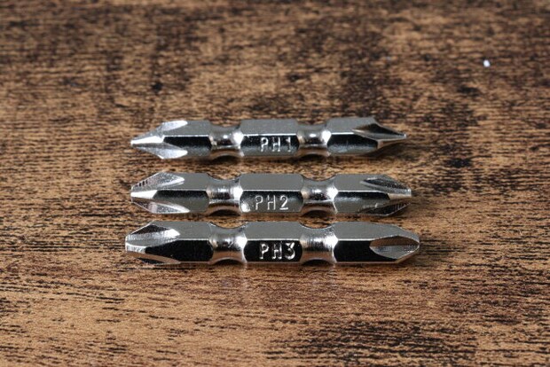 電動ドライバー用ビット（＃1、＃2、＃3、45mm、3本）　サイズ感
