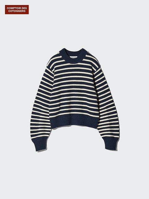 ユニクロ コットンブレンドクロップドクルーネックセーター ユニクロのコットンブレンドクロップドクルーネックセーター