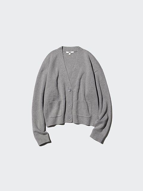 ユニクロ スムースコットンVネックショートカーディガン ユニクロのスムースコットンVネックショートカーディガン
