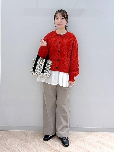 グローバルワーク パッチワーク風ケーブルカーディガン グローバルワークのパッチワーク風ケーブルカーディガン