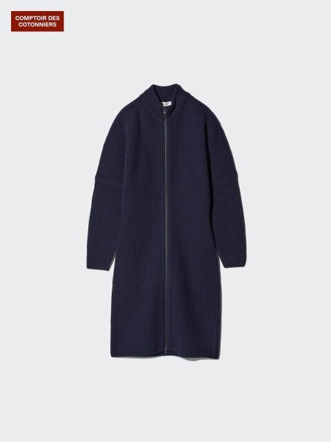 ラムジップミディワンピース 2025冬ユニクロレディースラムジップミディワンピース