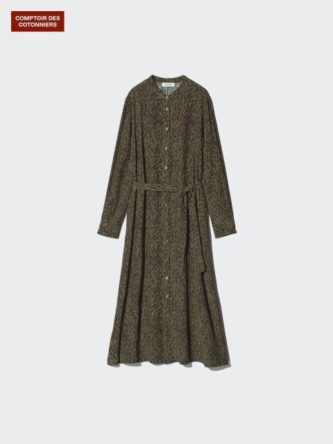 レーヨンプリントロングワンピース 2025冬ユニクロレディースレーヨンプリントロングワンピース