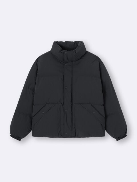 ウォームパデッドスタンドブルゾン 2025冬gu黒女性ウォームパデッドスタンドブルゾン