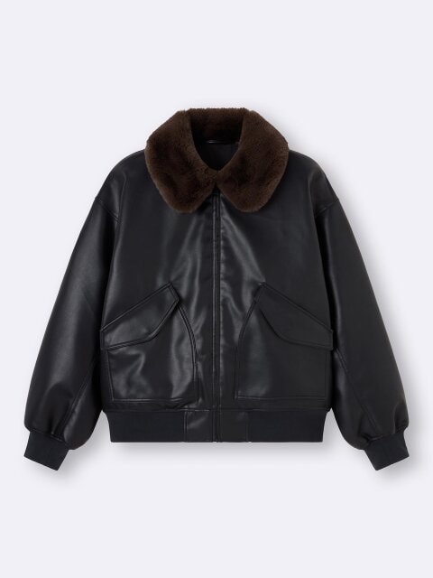 ウォームパデッドフライトジャケット 2025冬gu黒女性ウォームパデッドフライトジャケット