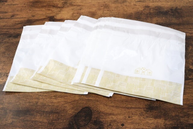 自立型卓上巾着ポリ袋（20枚、バイオマス25％）