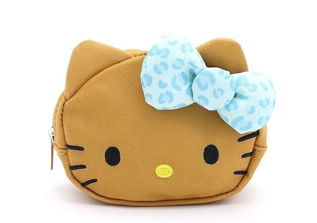 ひょう柄リボンが可愛い♥日焼けしたハローキティのポーチチャーム ひょう柄リボンが可愛い♥日焼けしたハローキティのポーチチャーム