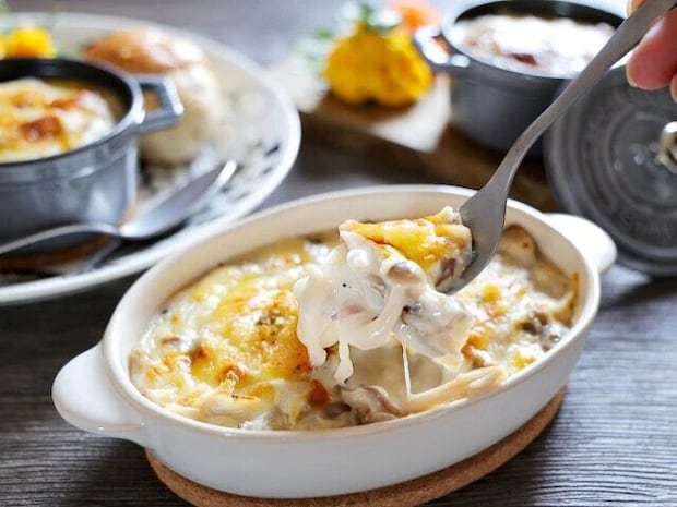 きのことベーコンのグラタン