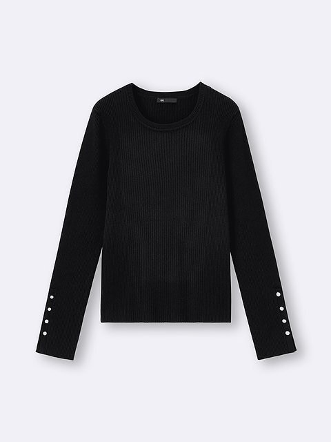 GU リブニットボタンスリーブプルオーバー GUのリブニットボタンスリーブプルオーバー