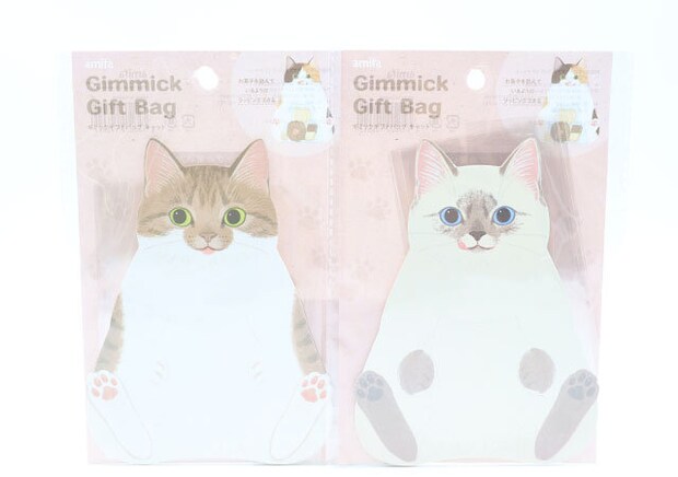 セリアのギミックギフトバッグ 5P キャット シール付きのパッケージ