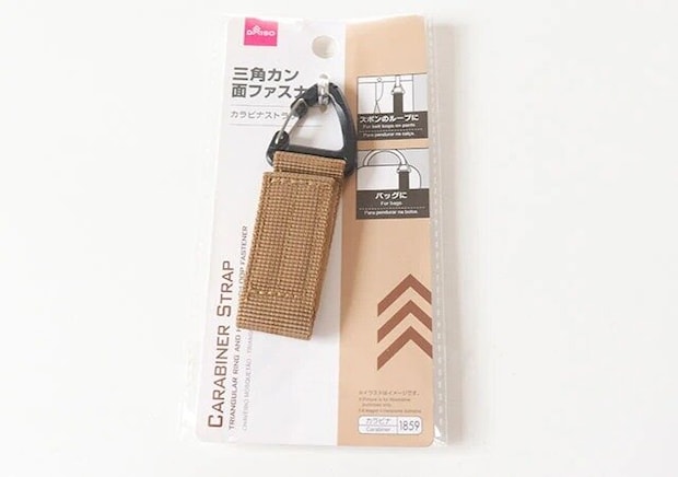 ダイソー カラビナストラップ(三角カン面ファスナー) パッケージ ダイソー カラビナストラップ(三角カン面ファスナー) パッケージ