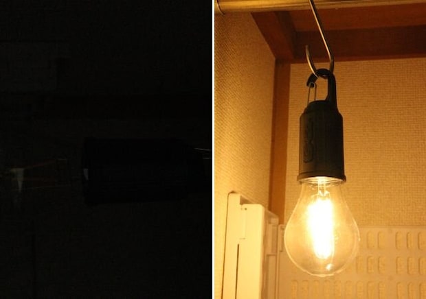 ワッツ 充電式エジソン型 LEDフック付きライト 丸型 ワッツの充電式エジソン型 LEDフック付きライト 丸型は最大180ルーメンで明るい