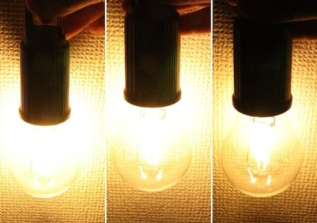 ワッツ 充電式エジソン型 LEDフック付きライト 丸型 ワッツの充電式エジソン型 LEDフック付きライト 丸型は3段階で調光可能