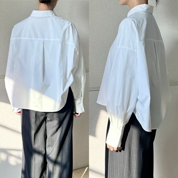 PLSTタイプライタークロップドシャツMサイズの着丈