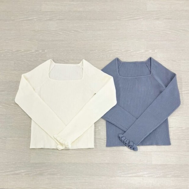 しまむらの袖フリルニットプルオーバー（nako）