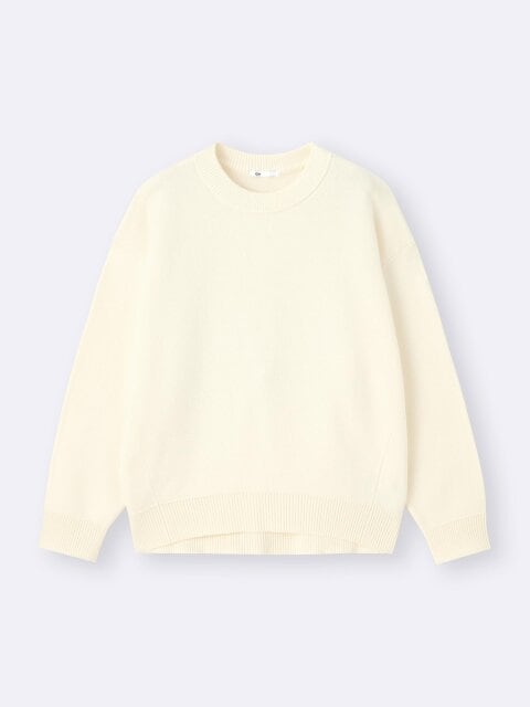 2025gu冬大人女性おすすめスウェットライクニットオーバーサイズプルオーバー