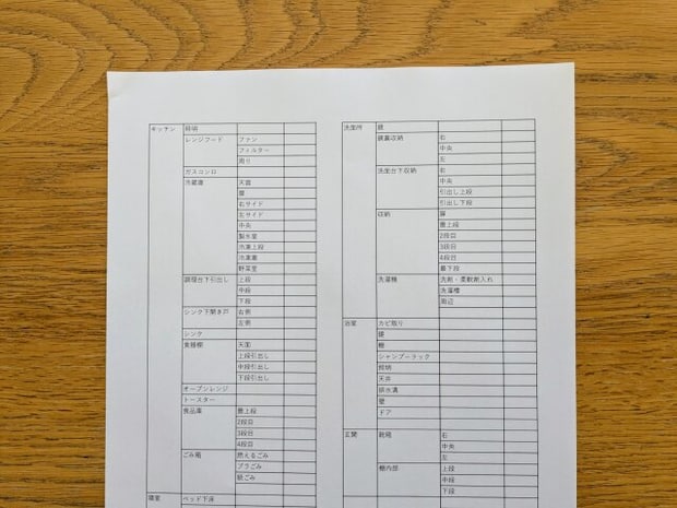 大掃除リストを作成する