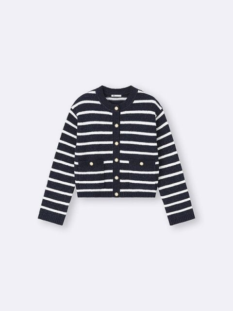 GUのツイーディーニットボーダーカーディガン