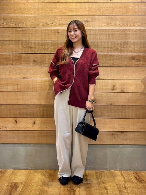 グローバルワークの毛玉になりにくいステッチカーディガン