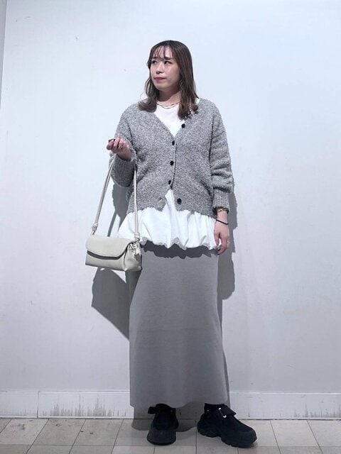 グローバルワークのテープヤーンカーディガンスカートのセット