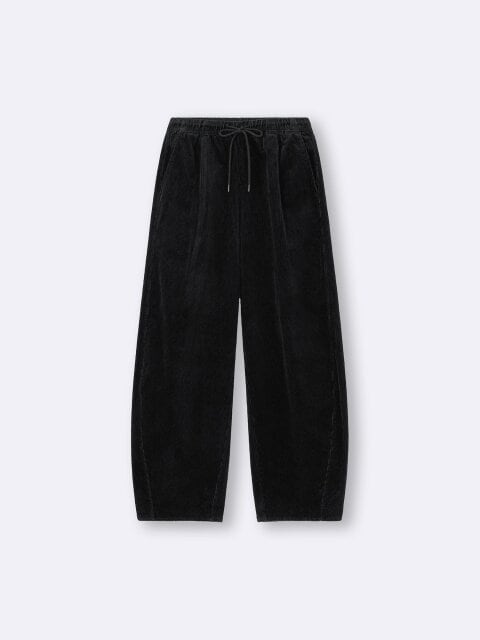 2025gu大人女性おすすめコーデュロイバレルレッグイージーパンツ