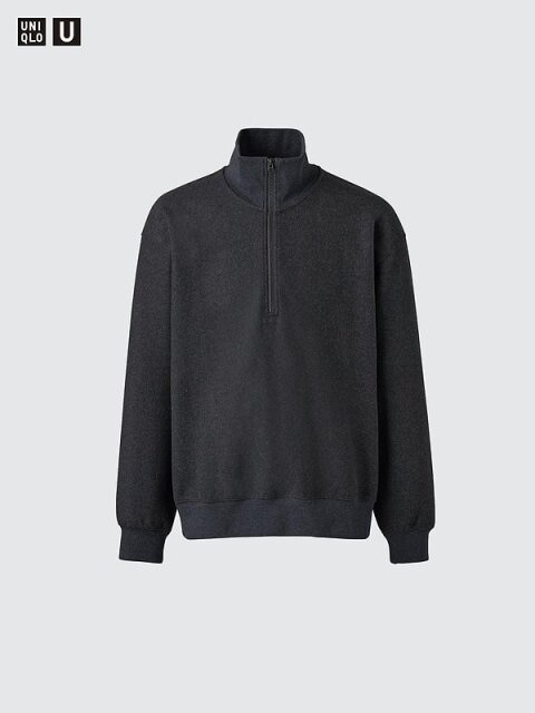 ユニクロのブラッシュドスウェットハーフジップシャツ
