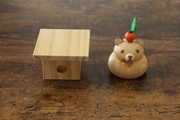 木製鏡餅台座　木製鏡餅 クマ