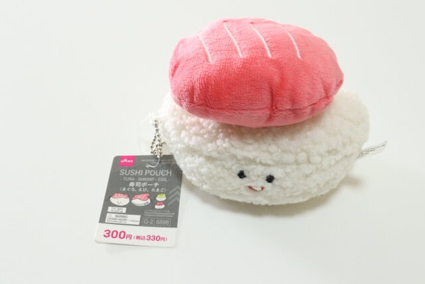 ダイソーの寿司ポーチ（まぐろ、えび、たまご）のパッケージ