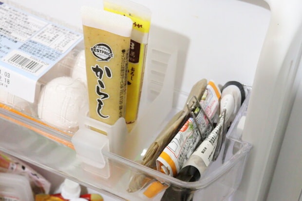 冷蔵庫ドアポケット収納ケース（スリム）　使用例