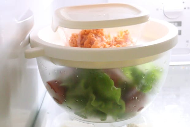 保存できる蓋付ザルボウル　保存