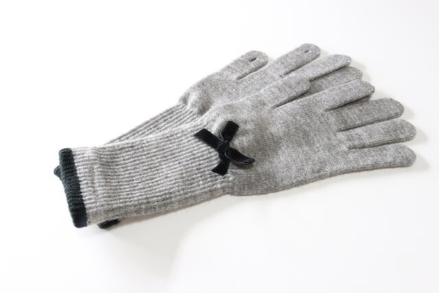 指穴付ニット手袋（ライン・リボン）