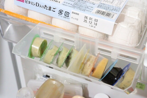 冷蔵庫用取り出しやすい小物入れ　使用例