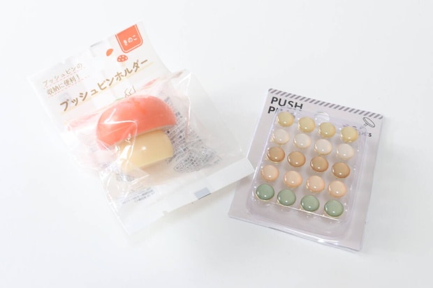 デザインプッシュピン　プッシュピンホルダー きのこ