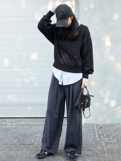 黒スウェットコーデ4