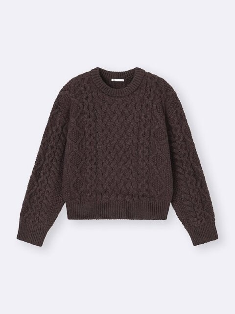 GUのケーブルクルーネックニットプルオーバー
