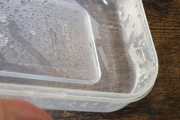 スノコ付冷凍ご飯容器 溜まった水分 スノコ付冷凍ご飯容器 溜まった水分