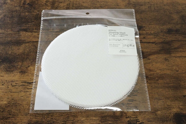 スリーコインズのせいろ用蒸しシート10枚入りWHのパッケージ