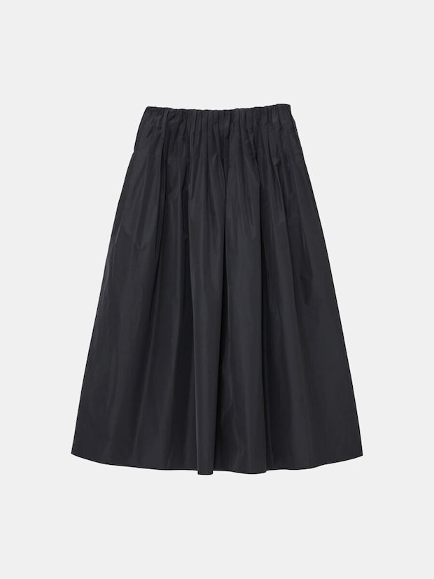 plst黒タフタピンタックボリュームスカート