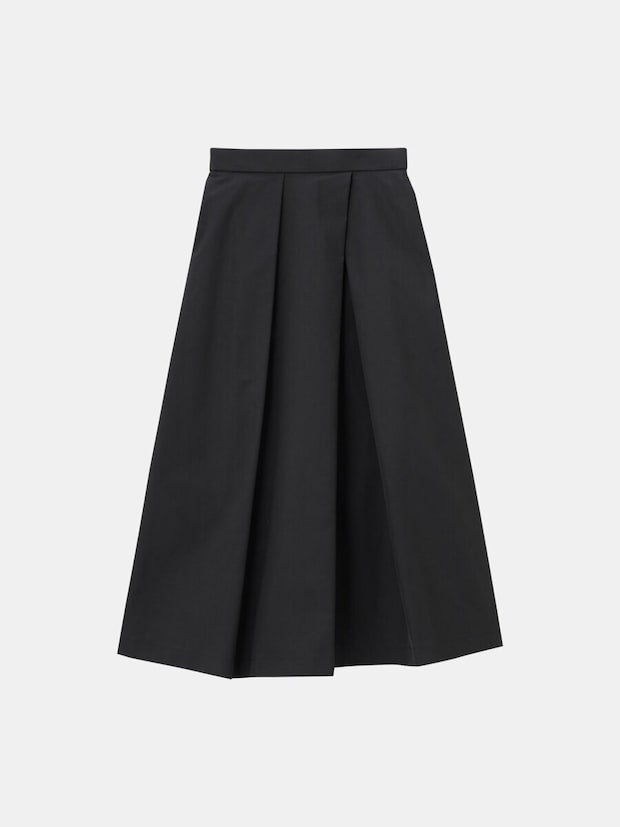 plst黒アシンメトリーフレアスカート