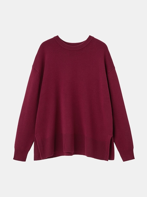 PLSTのウールミックススムースクルーネックセーター